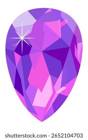 Espumante pedra preciosa roxa refletindo a luz com facetas triangulares deslumbrantes, criando uma exibição cativante de cores vibrantes e brilho brilhante, exalando elegância e luxo