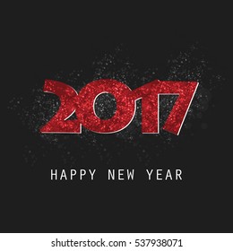 Sparkling Red and Black New Year Card, Cover or Flyer Design Background - 2017