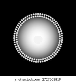 Ein funkelnder Ring aus runden, brillanten Diamanten erzeugt einen Lichteffekt auf schwarzem Samthintergrund.