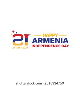 Sparkling shining blinking Armenia Independence day 21st of September, Armenia National Day, 21th Sep 2024, Armenia national flag country vector icon logo illustration layout designs.