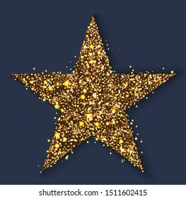 sparkling shiny golden textured star. Seasonal holiday item