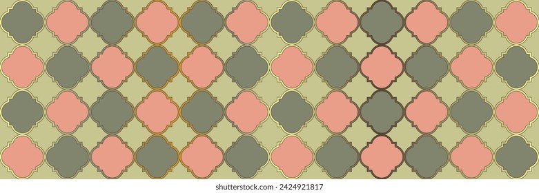 Sparkling Shiny Pattern. Traditional Seamless Persian Banner. Rich Ottoman Pattern. Quatrefoil Arabic Ethnic Tesselation. Geometric Trellis Tile. Simple Geo Ramadan. Cool Moroccan Mosaic.
