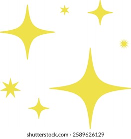 Sparkling, Shiny, Star Icon, Decoration, Manga Symbol, Vector Yellow