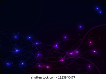 Sparkling shiny stars and element lines background.