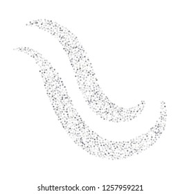 sparkling silver glitter wave lines, metal christmas confetti swirl. light magic shining Flying glitter dots trail, sparkle vector border backdrop. shimmer shiny halftone abstract background