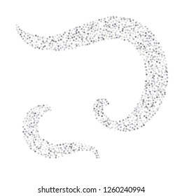 sparkling silver glitter wave lines, metal christmas confetti swirl. light magic shining Flying glitter dots trail, sparkle vector border backdrop. shimmer shiny halftone abstract background