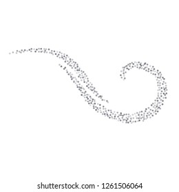 sparkling silver glitter wave lines, metal christmas confetti swirl. light magic shining Flying glitter dots trail, sparkle vector border backdrop. shimmer shiny halftone abstract background