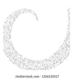 sparkling silver glitter wave lines, metal christmas confetti swirl. light magic shining Flying glitter dots trail, sparkle vector border backdrop. shimmer shiny halftone abstract background