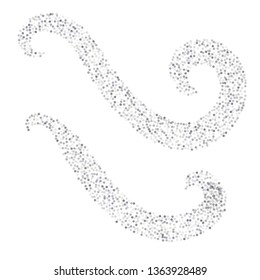 sparkling silver glitter wave lines, metal christmas confetti swirl. light magic shining Flying glitter dots trail, sparkle vector border backdrop. shimmer shiny halftone abstract background