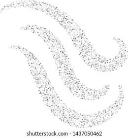 sparkling silver glitter wave lines, metal christmas confetti swirl. light magic shining Flying glitter dots trail, sparkle vector border backdrop. shimmer shiny halftone abstract background
