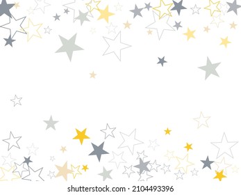 sparkling silver and gold stars corners background, golden christmas lights confetti falling. de-focused