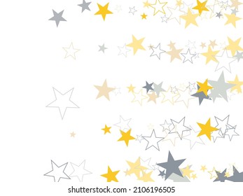 sparkling silver and gold stars corners background, golden christmas lights confetti falling. de-focused