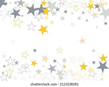 sparkling silver and gold stars corners background, golden christmas lights confetti falling. Star trail shape. Glitter elegant design elements.