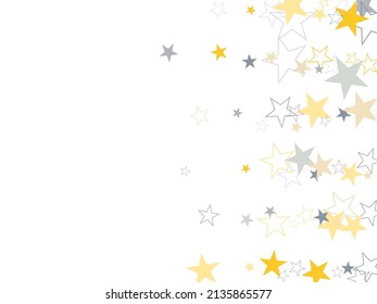 sparkling silver and gold stars corners background, golden christmas lights confetti falling. de-focused