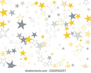 sparkling silver and gold stars corners background, golden christmas lights confetti falling. de-focused