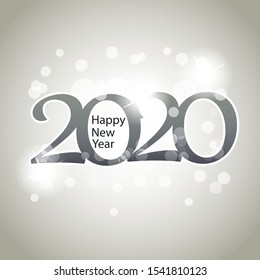 Sparkling Silver Grey New Year Card, Cover or Background Design Template  - 2020