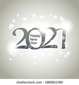 Sparkling Silver Grey New Year Card, Cover or Background Design Template  - 2021