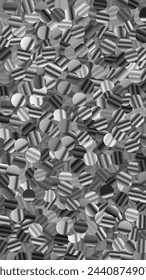 Sparkling Silver Sequins, Vertical Festive Background Closeup. Realistic Shiny Glitter Pattern, Detailed Chrome Backdrop for Holiday and Party Banner, Vector Design
