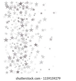 Sparkling silver stars background,  confetti falling.