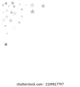 Sparkling silver stars background, golden christmas lights confetti falling.