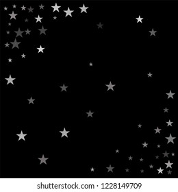 Sparkling silver stars background, silvern christmas lights confetti falling.