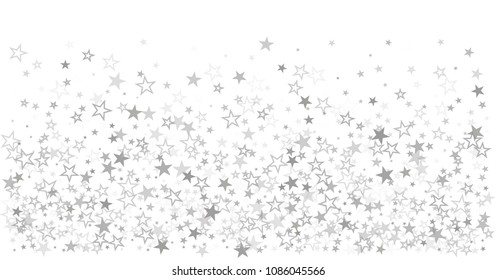 sparkling silver stars vector border background, golden christmas lights confetti falling. magic shining Flying stars on night sky glitter cosmic backdrop, sparkle 