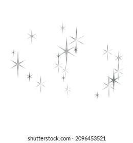 sparkling silver stars vector border background, golden christmas lights confetti falling. Sparkling magical dust particles.  Christmas light effect.