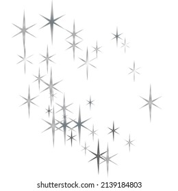 sparkling silver stars vector border background, golden christmas lights confetti falling.  Sparkling magical dust particles.  Christmas light effect.