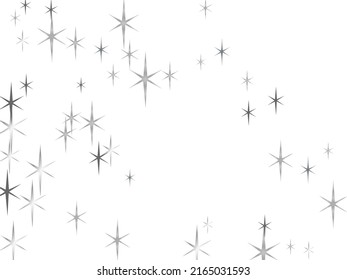 sparkling silver stars vector border background, golden christmas lights confetti falling.  Vector sparkles on a transparent background. Star dust sparks in an explosion.