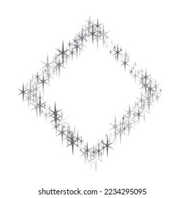 sparkling silver stars vector border background, golden christmas lights confetti falling.  Vector sparkles on a transparent background. Star dust sparks in an explosion.