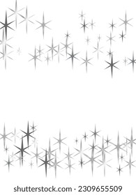 sparkling silver stars vector border background, golden christmas lights confetti falling.  Vector sparkles on a transparent background.  Christmas light effect.