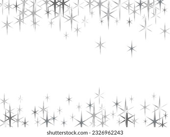 sparkling silver stars vector border background, golden christmas lights confetti falling.  Vector sparkles on a transparent background.  Christmas light effect.