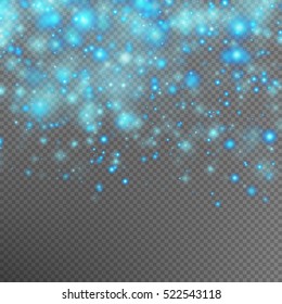 Sparkling snow flakes texture or glitter particles background. Star dust sparks in explosion on transparent background. EPS 10 vector file included