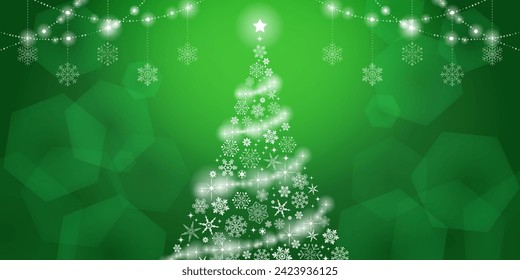 Sparkling snowflake tree illustration green (2:1)