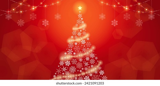 Ilustración de árbol de copo de nieve esparcido rojo (2:1)