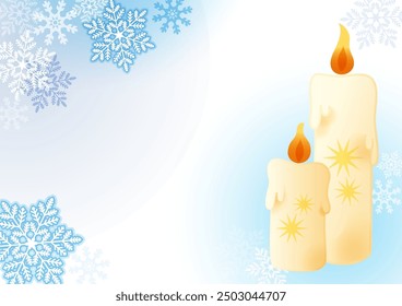 Sparkling snowflakes and candles, blue