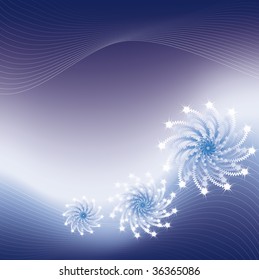 sparkling snowflakes rolling down a wavy hill