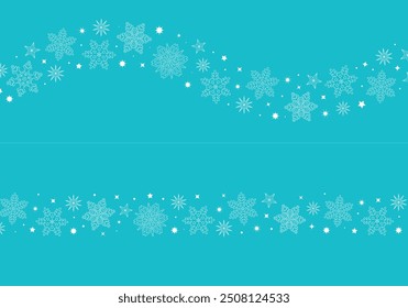 Copos de nieve espumosos. Un borde decorativo ondulado. Dos tipos de materiales de Ilustración vectorial.