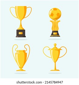 sparkling soccer trophy set vector