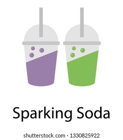 Sparkling Soda, flat vector icon.