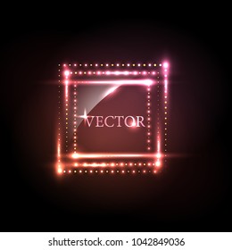 Sparkling square, abstract element, graphic design. Vector.