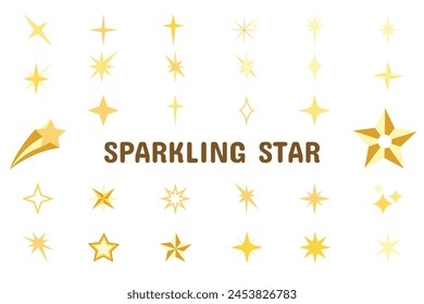 Sparkling Star Flat Vector Illustration Icon Sticker Set Design Materials