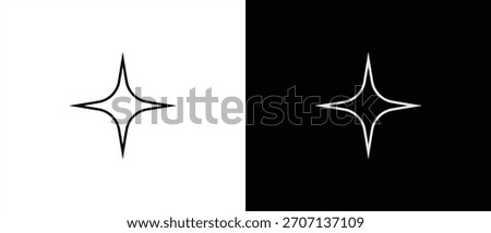 Sparkling star icon, sparkling star icon in line style. Artificial Intelligence symbol. Vector illustration of a sparkling star sign on a transparent and black background. Editable stroke.