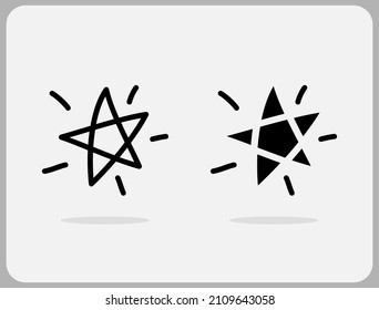 sparkling star icon on line and silhouette. Stars in vector illustration
