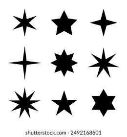 Sparkling star icon set collection in generic style