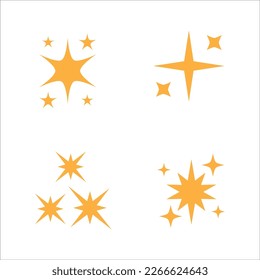 Sparkling star icon. Sparkle star shine icons. Shinny clean stars pop up. Shooting stars glitter vector illustration in yellow color.
