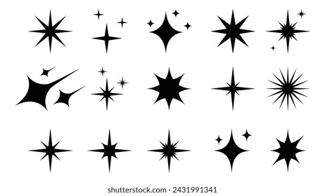 iconos de estrellas brillantes conjunto ilustración de diseño vectorial en estilo de moda