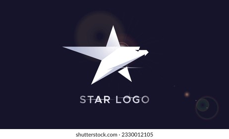 sparkling star logo design with silver eagle head. company logo