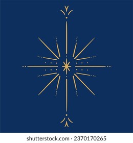 A sparkling star, a magical glow. Fairytale simple hand drawn illustration, icon. Starlight effect, vector.