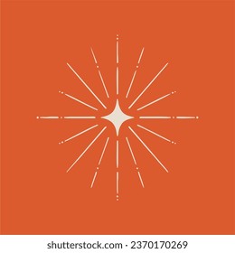 A sparkling star, a magical glow. Fairytale simple hand drawn illustration, icon. Starlight effect, vector.